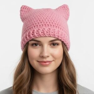 Cat hat, Cat Beanie, Pink Pussycat Beanie, Women's Beanie, Kitty Hat